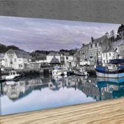 Padstow, Dawn At The Harbour, Historic Fishing Town, Red Tones, Panoramic, Home D??cor, Framed Canvas Art Print - thumbnail 3