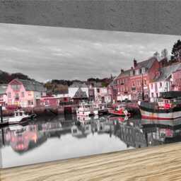 Padstow, Dawn At The Harbour, Historic Fishing Town, Red Tones, Panoramic, Home D??cor, Framed Canvas Art Print - thumbnail 2