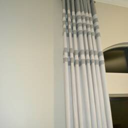 Extra Long Luxury Solid Linen Curtain Grommet Top Custom Made 16 17 18 20Ft Off White With Gray Stripes 2 Story Drape 100 - thumbnail 2