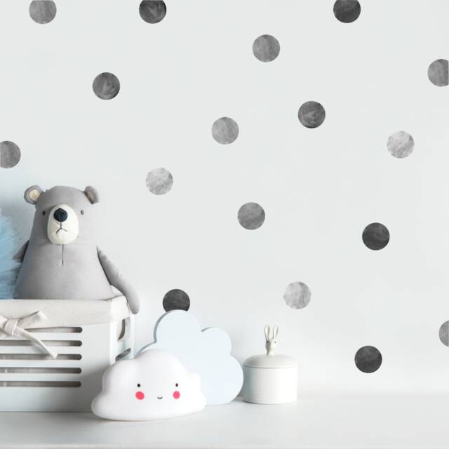 Watercolor Gray Polka Dot Wall Decals - Decor, Nursery Confetti Decals, Art, Kids Room Decal, Sprinkle A156 - image 1