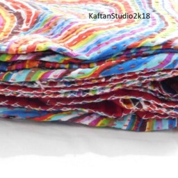 Handmade Indian Kantha Quilt Bedcover Colorful Cotton Bedspread Throw - thumbnail 4