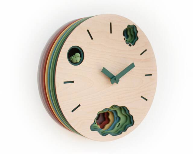 Artistic Cuckoo Clock, Modern Wooden Wall Art, Colorful Layered Design - image 1