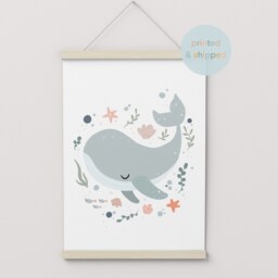 Whale Print, Sea Nursery Under The Ocean Nursery, Animals Playroom Prints, Kids Wall Art - thumbnail 3