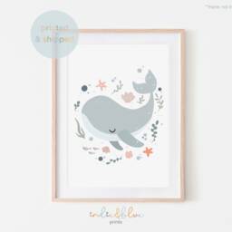 Whale Print, Sea Nursery Under The Ocean Nursery, Animals Playroom Prints, Kids Wall Art - thumbnail 2
