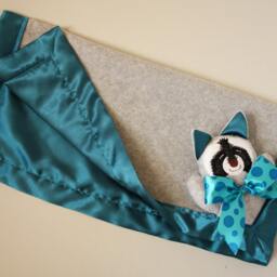 Gray Raccoon Security Blanket - Customizable Baby Lovey With Satin & Monogram Options - thumbnail 3