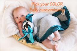 Gray Raccoon Security Blanket - Customizable Baby Lovey With Satin & Monogram Options