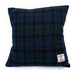 Harris Tweed Black Watch Tartan Square Cushion Cover Made in Scotland 40cm X