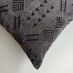Moroccan Velvet Cushion Cover, Handmade Brocade Charcoal Pillow Case, Decorative 20''x20''/50x50 cm - thumbnail 3