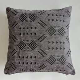Moroccan Velvet Cushion Cover, Handmade Brocade Charcoal Pillow Case, Decorative 20''x20''/50x50 cm - thumbnail 4