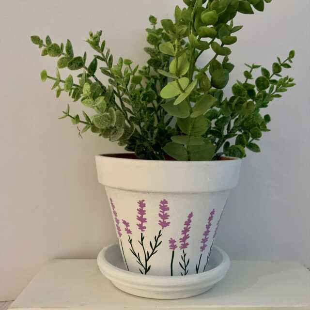 Painted Lavender Plant Pot Home Decor Vase, Birthday Gift - image 1
