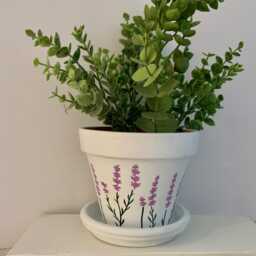 Painted Lavender Plant Pot Home Decor Vase, Birthday Gift - thumbnail 1