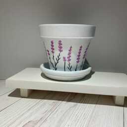 Painted Lavender Plant Pot Home Decor Vase, Birthday Gift - thumbnail 3