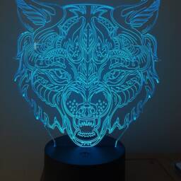 Wolf Head 3D Personalised Smart App Control Night Light Bluetooth, Music, 7&16M Colour Mobile App , Gift Led Lamp - thumbnail 4