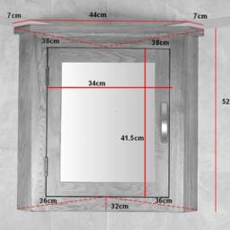 Oak Wall Mounted Mirrored Bathroom Corner Cabinet - Overhead Unit With Shelving 601 - thumbnail 3