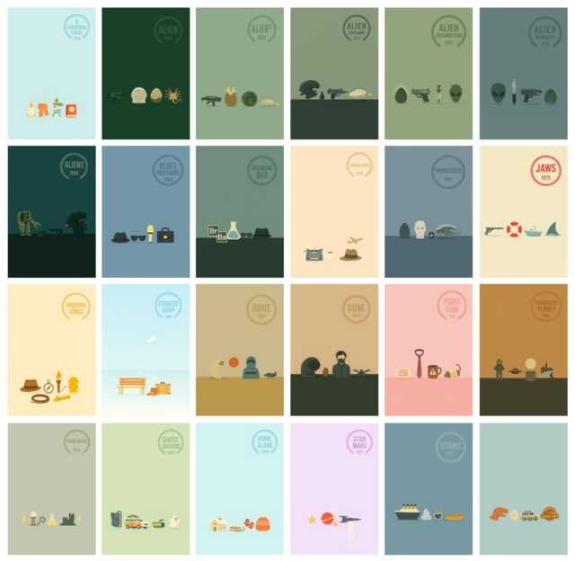 Minimalist Movie Symbols Art Posters - Classic Film Prints Framed Or Unframed - image 1