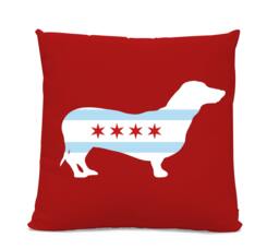 Chicago Flag Dachshund Pillow - Usa Handmade Home Decor - thumbnail 1