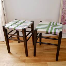 Woven Stool - Old Vintage Artisanal Weaving - thumbnail 4