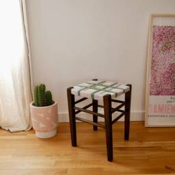 Woven Stool - Old Vintage Artisanal Weaving - thumbnail 3