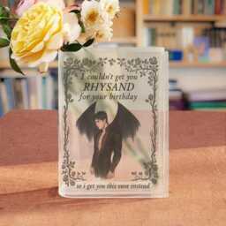 Rhysand Birthday Book Vase, Acotar Inspired Acrylic Night Court Fantasy Fan Gift, Quote Flower Bookish Gift - thumbnail 3