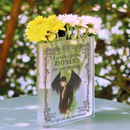 Rhysand Birthday Book Vase, Acotar Inspired Acrylic Night Court Fantasy Fan Gift, Quote Flower Bookish Gift - thumbnail 2