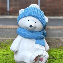 Winter Bear Sculpture Stone Polar Figurine Holiday Animal Handmade Concrete Garden Decoration Lovers Gift - thumbnail 2