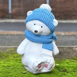 Winter Bear Sculpture Stone Polar Figurine Holiday Animal Handmade Concrete Garden Decoration Lovers Gift - thumbnail 4