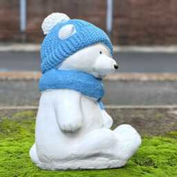 Winter Bear Sculpture Stone Polar Figurine Holiday Animal Handmade Concrete Garden Decoration Lovers Gift - thumbnail 3