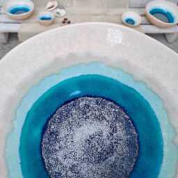Handmade Ceramic Wall Plate - Winter Crackle Glaze, Sculptural Art Decor