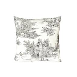 708. Handmade Toile De Jouy Black 100% Cotton Cushion Cover - thumbnail 2