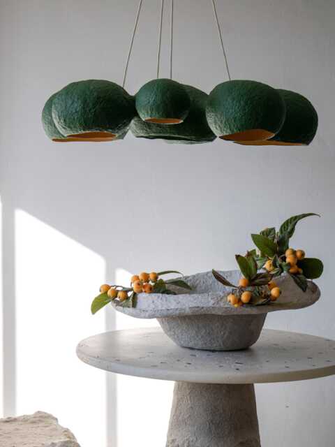 "Modern Chandelier Made From Paper Mache, One Of A Kind Dining Room Lighting ""Uva" - image 1