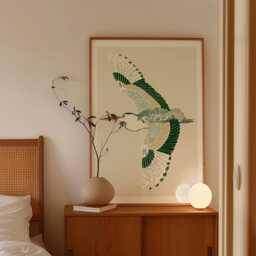 Flying Heron Poster, Japanese Bird Wall Art, Minimal Nature Print - thumbnail 2