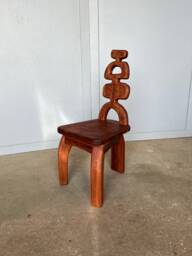 African Japandi Sculptural Wood Stool, Mahogany Chair, Modern Stool - thumbnail 1