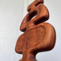 African Japandi Sculptural Wood Stool, Mahogany Chair, Modern Stool - thumbnail 3
