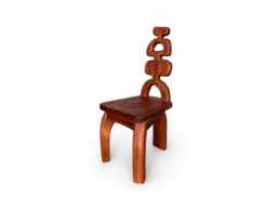 African Japandi Sculptural Wood Stool, Mahogany Chair, Modern Dining Stool