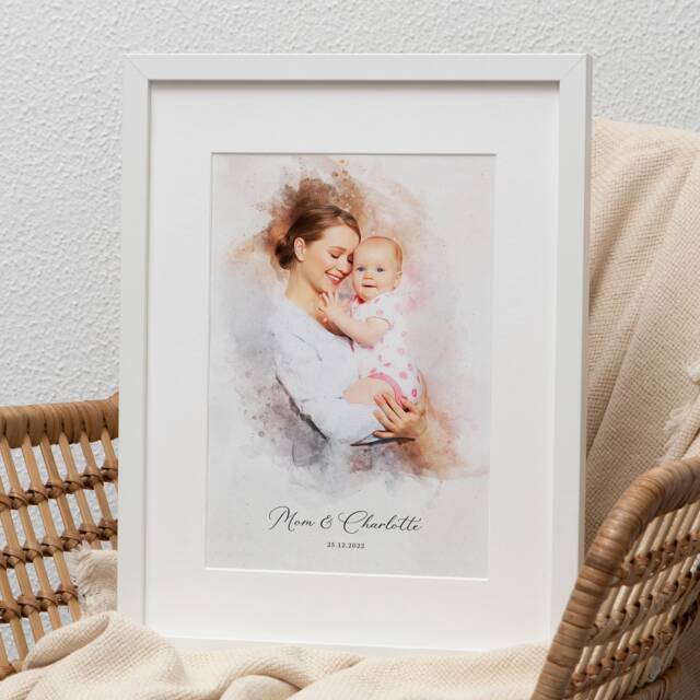 Personalised Mothers Day Portrait, Print, Gift For Mum, Mother & Daughter, Christmas Gift Birthday For Nanny - image 1