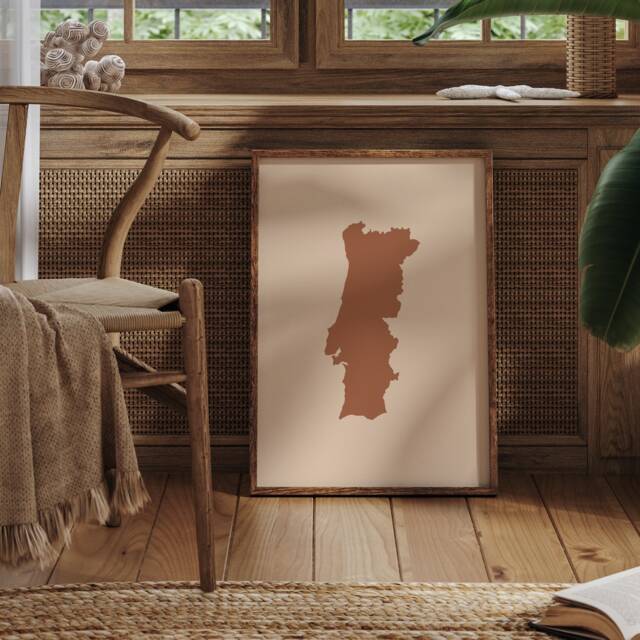 Portugal Map Boho Wall Art Print Mid Century Travel Poster - image 1