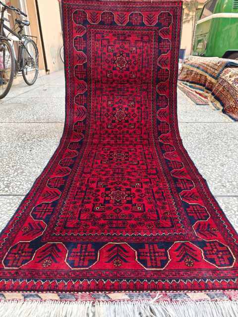 Handmade Wool Bukhara Afghan Runner Rug Geometric Entryway Carpet - 6.5x2 Ft - image 1