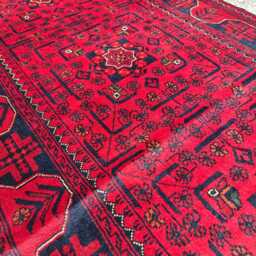 Handmade Wool Bukhara Afghan Runner Rug Geometric Entryway Carpet - 6.5x2 Ft - thumbnail 4