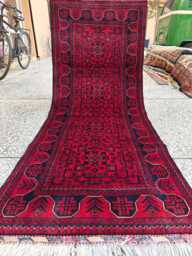 Handmade Wool Bukhara Afghan Runner Rug Geometric Entryway Carpet - 6.5x2 Ft - thumbnail 1