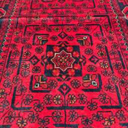 Handmade Wool Bukhara Afghan Runner Rug Geometric Entryway Carpet - 6.5x2 Ft - thumbnail 3