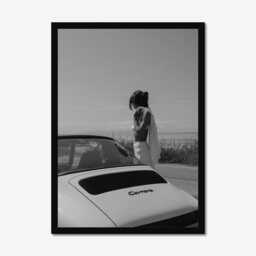 Vintage Classic Sports Car Girl Print, Luxury Woman, Fine Art Photography Wall Art, Museum Quality Black & White Poster - thumbnail 3