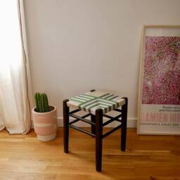 Woven Stool - Old Vintage Artisanal Weaving - thumbnail 3