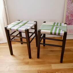 Woven Stool - Old Vintage Artisanal Weaving - thumbnail 4