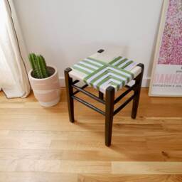 Woven Stool - Old Vintage Artisanal Weaving - thumbnail 2