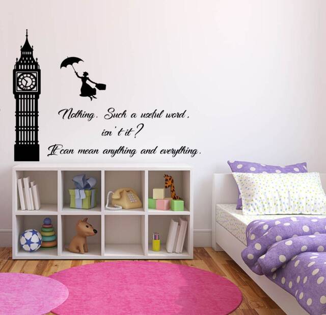 Mary Poppins Quote Wall Decal Nursery Cartoon Art 37Mp - image 1