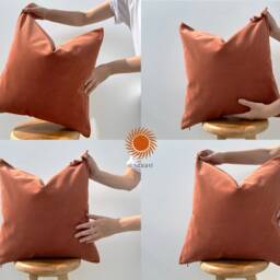 Rust Fall Velvet Pillow Cover Terracotta Euro Sham Or Lumbar - All Duties Paid Usa - thumbnail 2