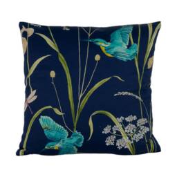 Sanderson - Kingfisher & Iris Navy/Teal Sateen Stunning National Trust Cushion Cover Throw Pillow Designer Home Decor - thumbnail 2