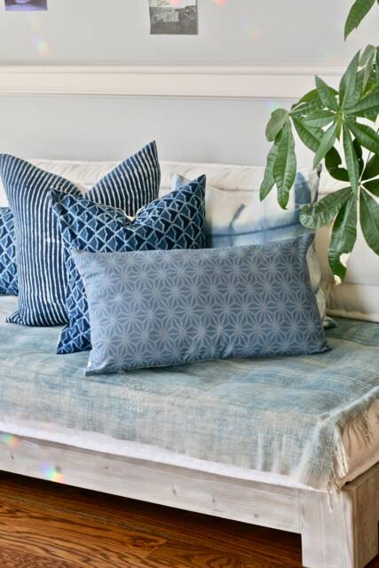 "Sky Blue Lumbar Pillow. 14"" X 24" - image 1