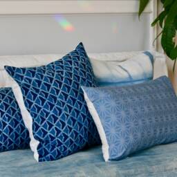 "Sky Blue Lumbar Pillow. 14"" X 24" - thumbnail 4