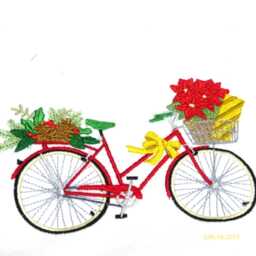 Embroidered Christmas Bicycle Pillow Cover December Holiday Decor - thumbnail 1